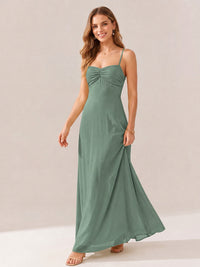 JOVELLEE Yellow Sweetheart Ruched Bust Chiffon Maxi Dress