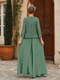 Elegant 3-Piece Chiffon Mother of the Bride Pantsuit with Floral Applique Jacket