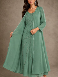 Sequin Chiffon Mother of the Bride Dress with Jacket