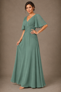 A-Line Chiffon Mother of the Bride Dress with Applique