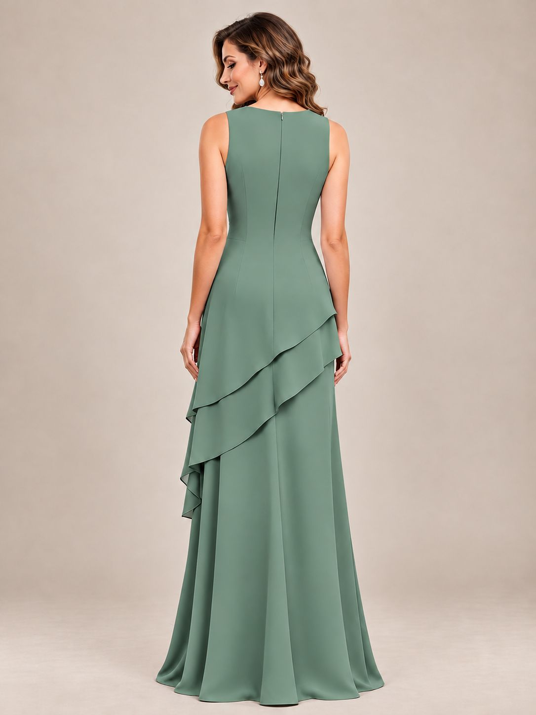 Dusty Blue Two-Piece Chiffon Mother of the Bride Dress with Jacket