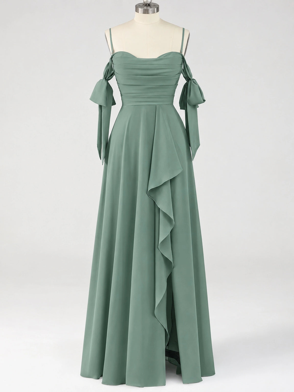 A-Line Ruffles Chiffon Bridesmaid Dress with Slit