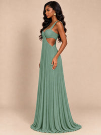 Butter Yellow Pleated Cutout Maxi Dress