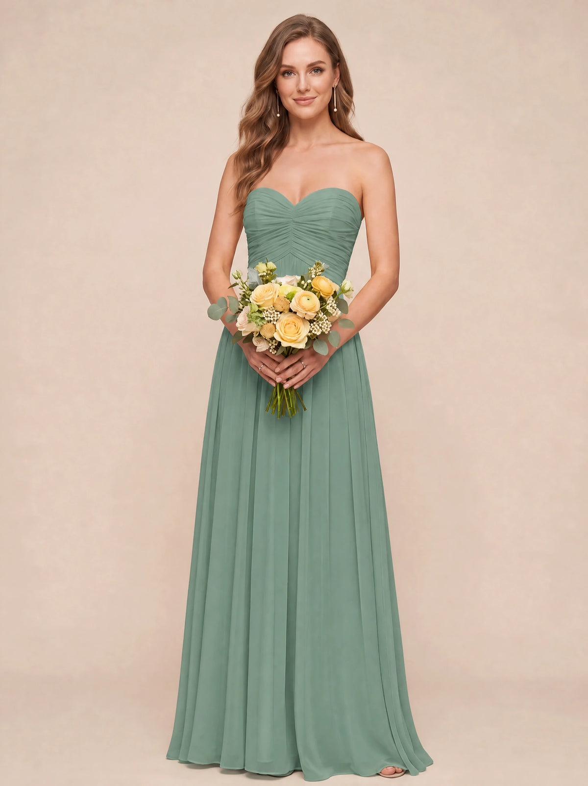Strapless Pleated Chiffon A-Line Bridesmaid Dress