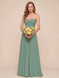 Strapless Pleated Chiffon A-Line Bridesmaid Dress
