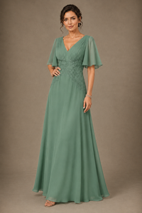 A-Line Chiffon Mother of the Bride Dress with Applique