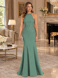 Halter Neckline Lace Appliques Mother of The Bride Dresses