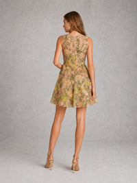 Floral Embroidered Tulle Mini Dress
