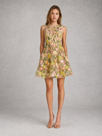 Floral Embroidered Tulle Mini Dress