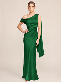 One Shouler Satin Mermaid Maxi Dress