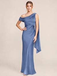 One Shouler Satin Mermaid Maxi Dress