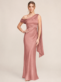 One Shouler Satin Mermaid Maxi Dress