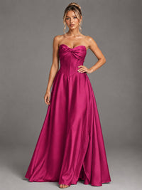 Sweetheart Neck Strapless Satin A-Line Prom Dress