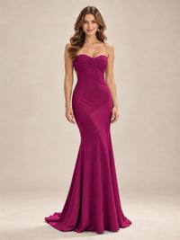 Light Blue Strapless Sweetheart Mermaid Prom Dress with Pleated Bodice