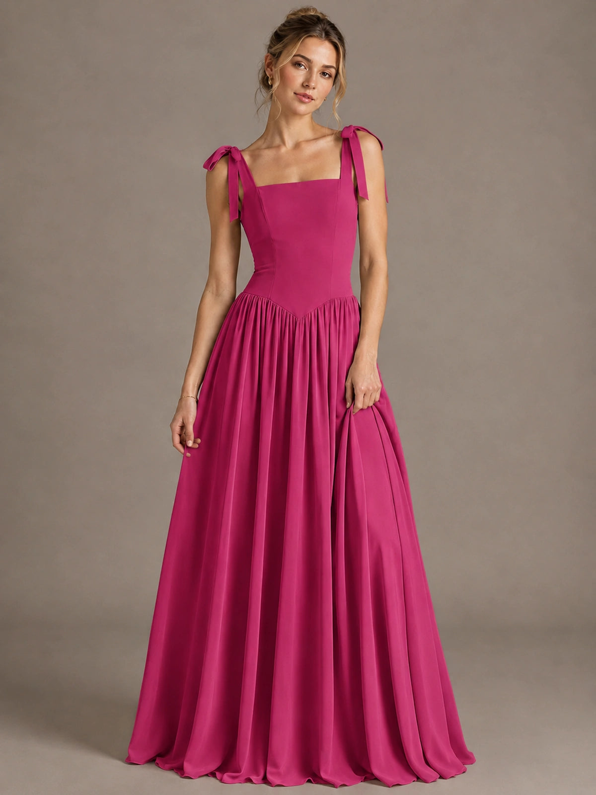 Square Neck A-Line Maxi Dress