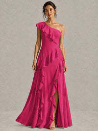 Sage Green One Shoulder Ruffle Bridesmaid Dress