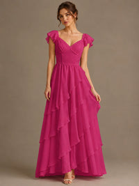 Ruffle Tiered V Neck Maxi Dress