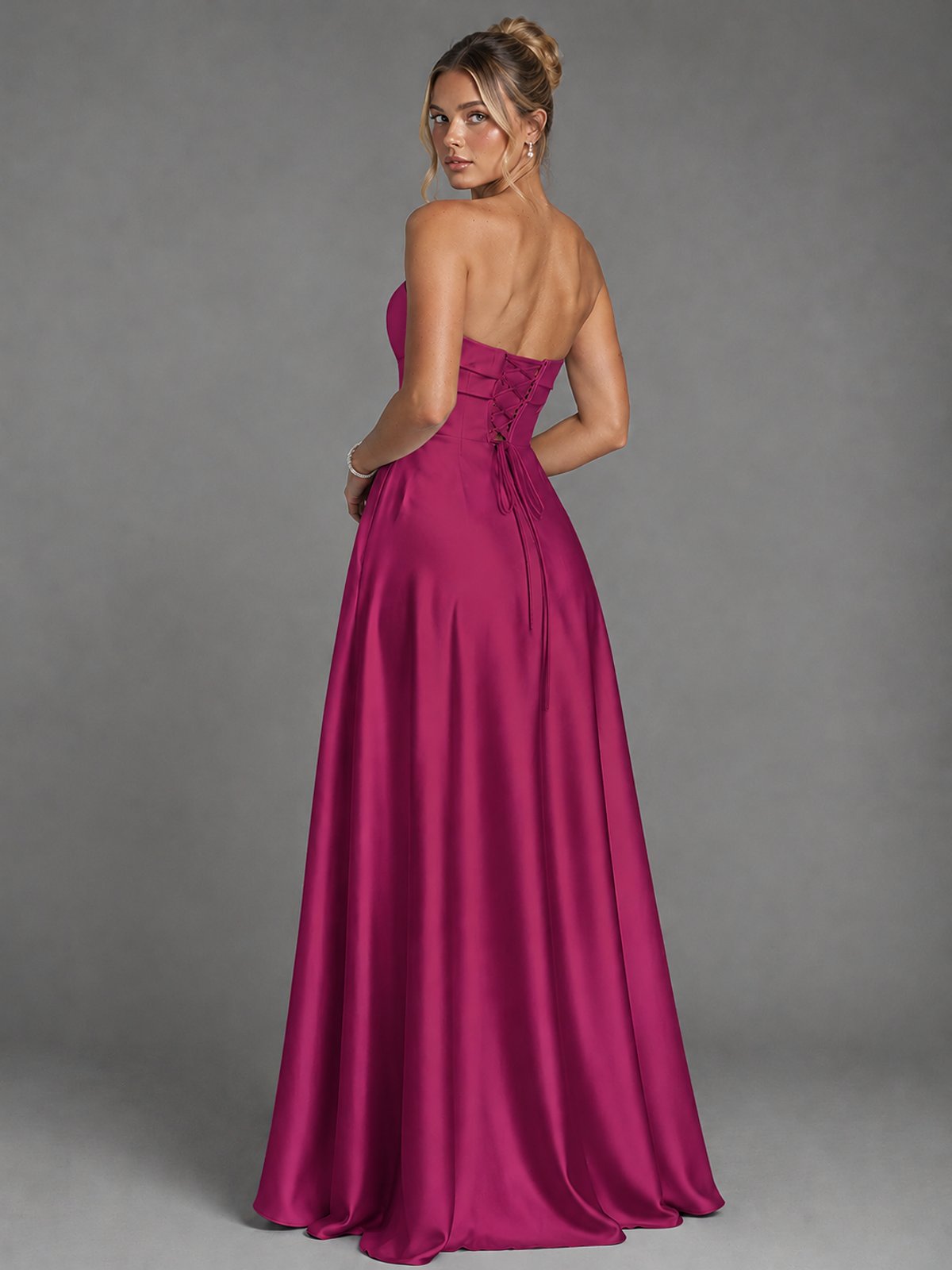 Sweetheart Neck Strapless Satin A-Line Prom Dress