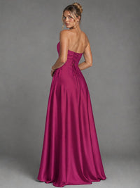 Sweetheart Neck Strapless Satin A-Line Prom Dress