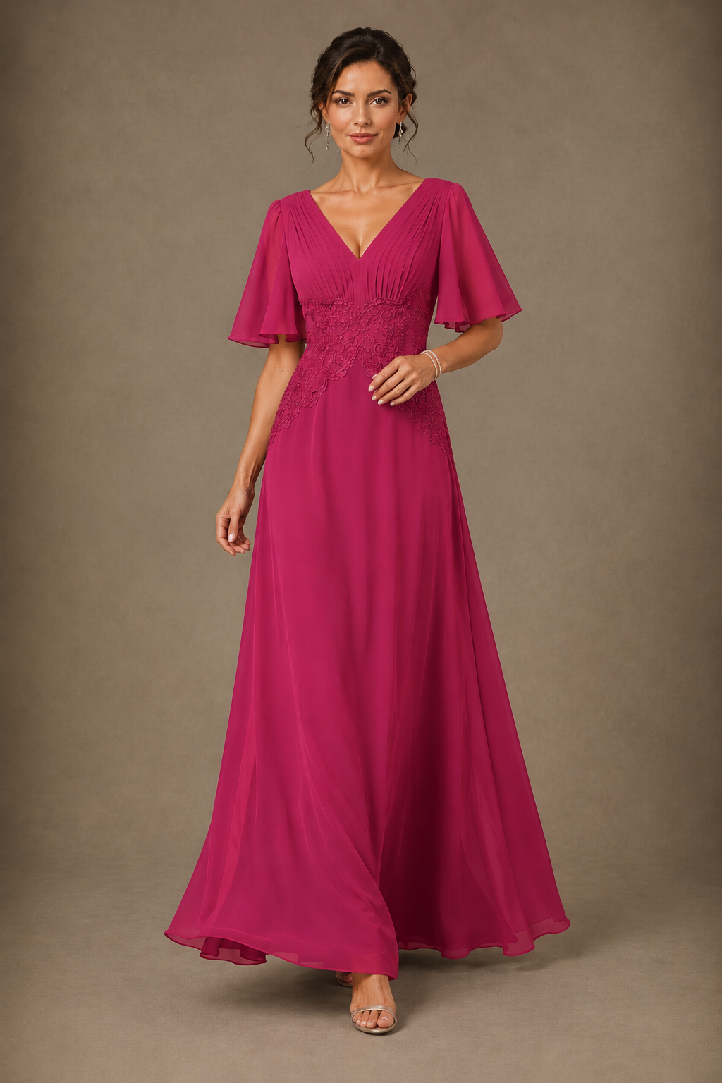 A-Line Chiffon Mother of the Bride Dress with Applique