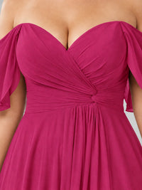 Off Shoulder Chiffon Bridesmaid Dress with Slit