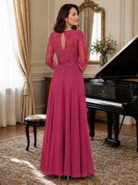 Lace Applique Wide-Leg Chiffon Mother of the Bride Jumpsuit