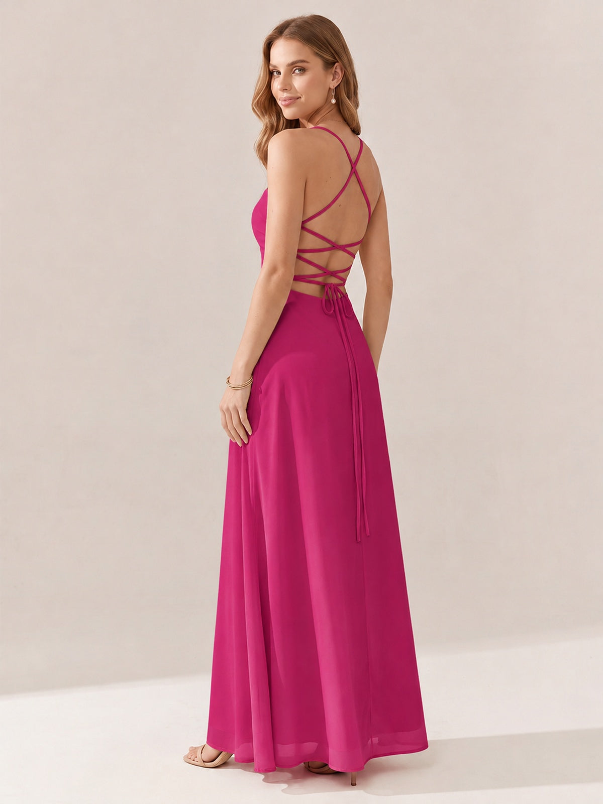 JOVELLEE Yellow Sweetheart Ruched Bust Chiffon Maxi Dress