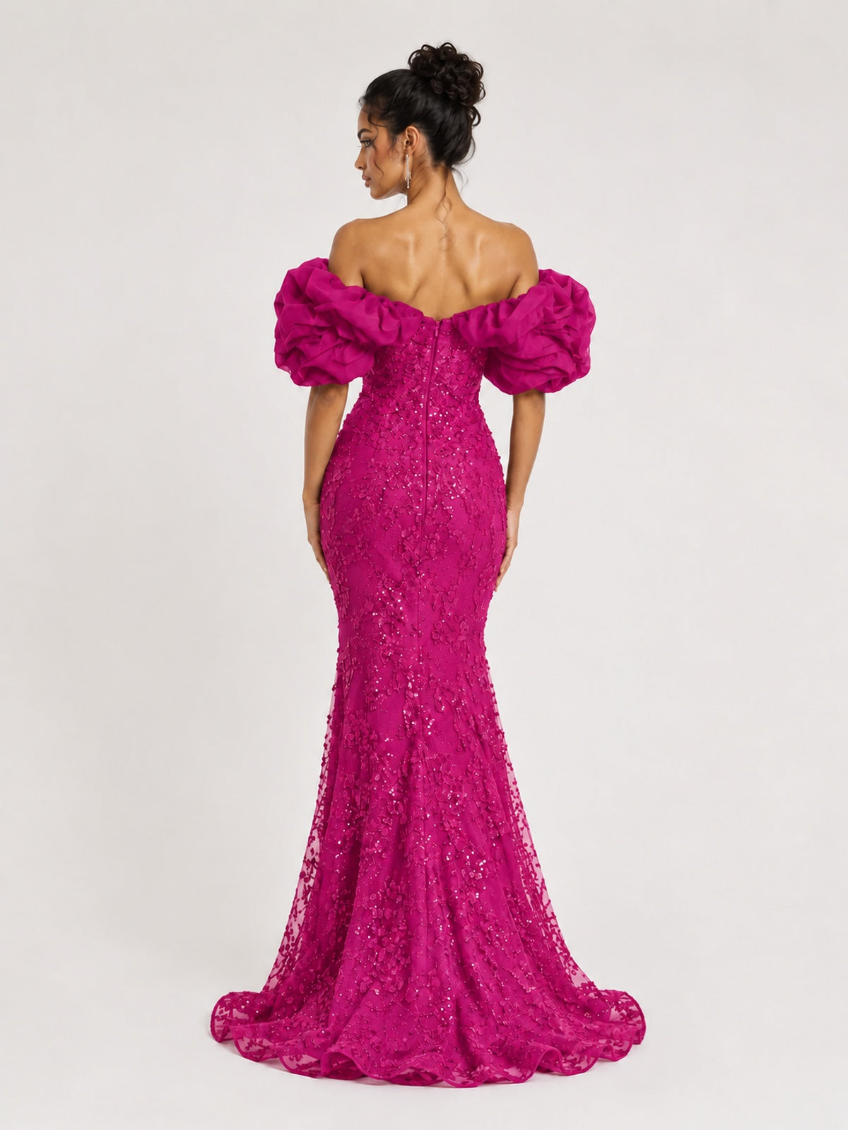 Sequin Off-Shoulder Ruffle Mermaid Prom Dress