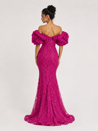 Sequin Off-Shoulder Ruffle Mermaid Prom Dress