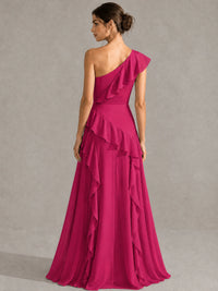 Sage Green One Shoulder Ruffle Bridesmaid Dress