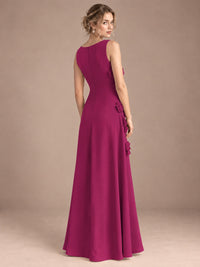 3D Floral Applique Sleeveless Formal Maxi Dress