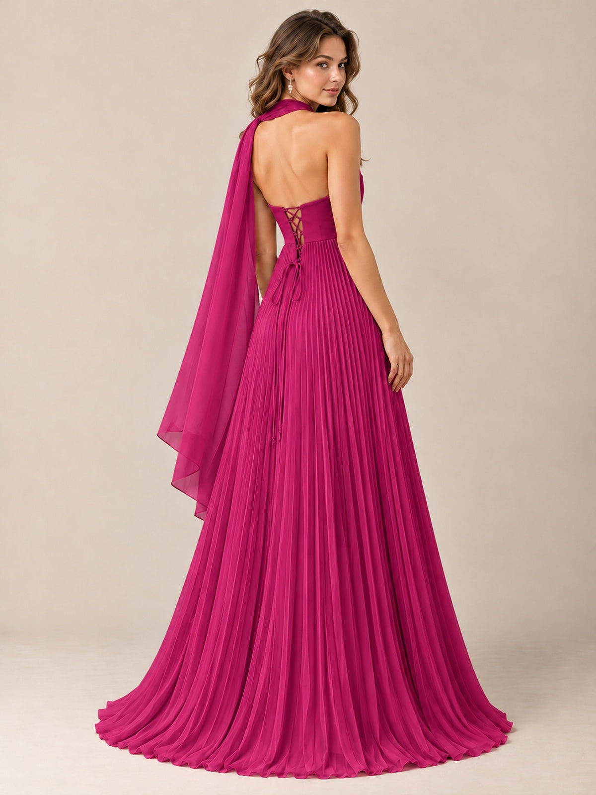 Sweetheart Neckline Pleated Prom Dress Strapless A-line Formal Dress with Flowy Scarf