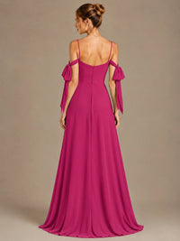 A-Line Ruffles Chiffon Bridesmaid Dress with Slit