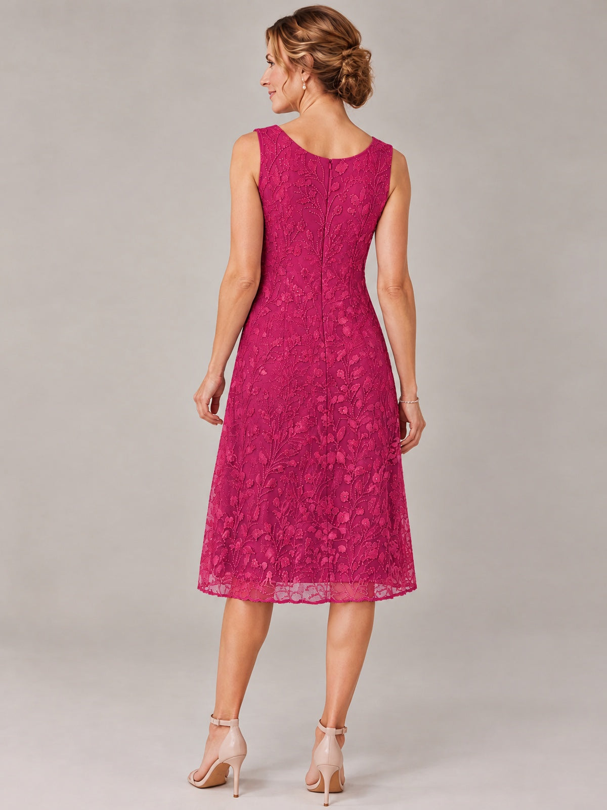 Tea Length Sequin Lace Mother of The Bride Dress with Chiffon Jacket