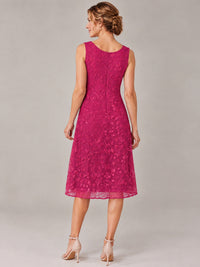Tea Length Sequin Lace Mother of The Bride Dress with Chiffon Jacket