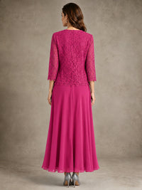 2-Piece Chiffon Mother of the Bride Dress with Lace Jacket