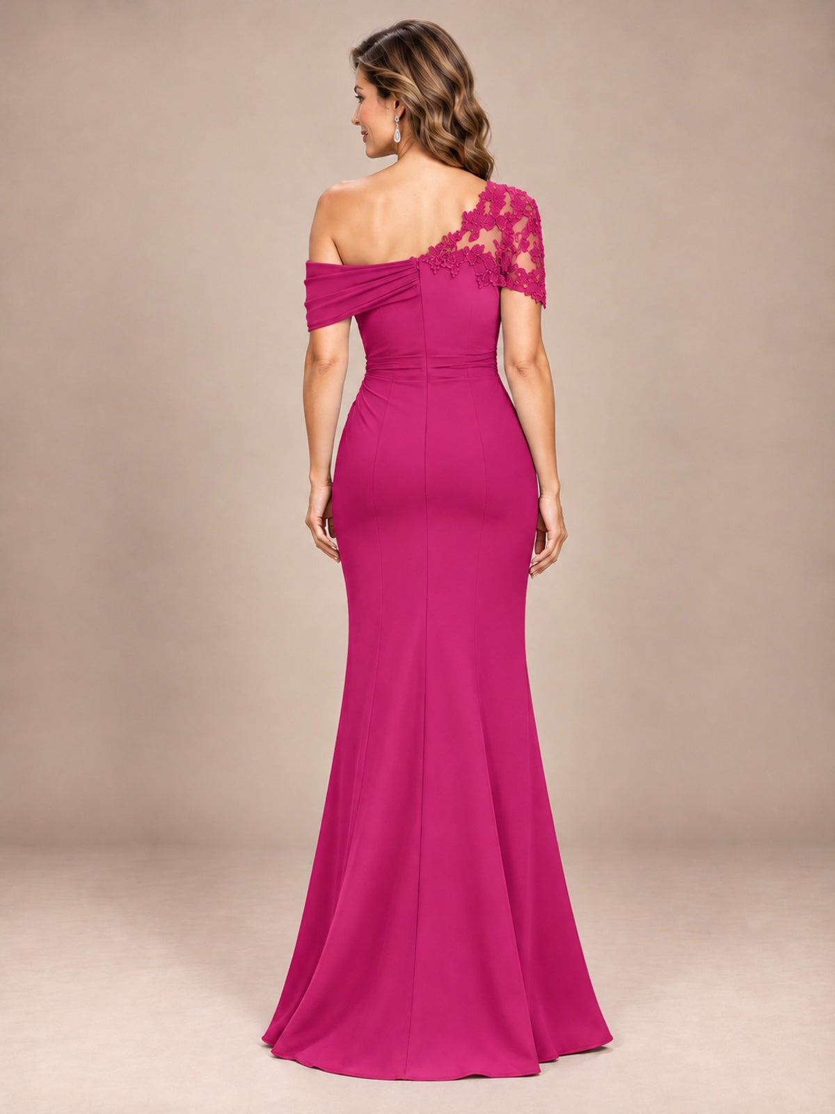 One Shoulder Chiffon Mother of The Bride Dress