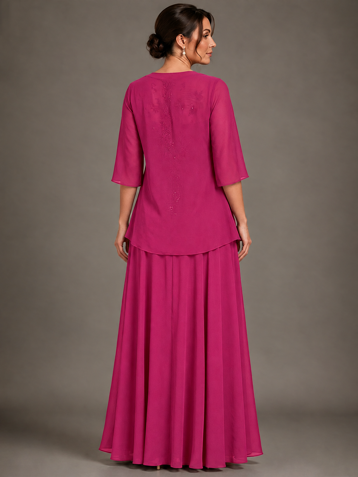 A-line 2 Pieces Chiffon Appliques Mother of The Bride Dresses with Jackets