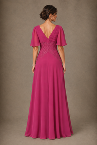 A-Line Chiffon Mother of the Bride Dress with Applique