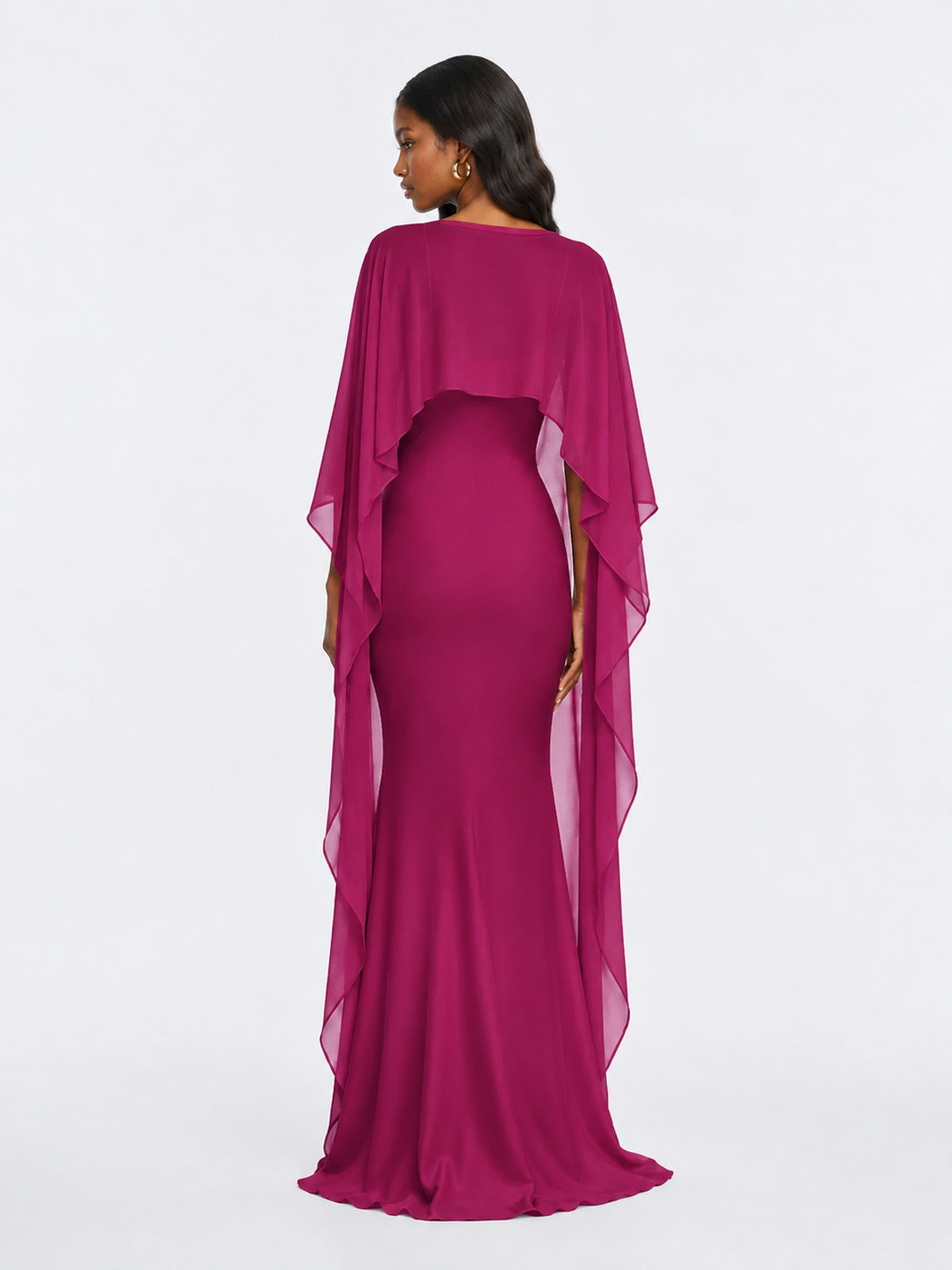 Satin Cape Prom Dresses Meramid Maxi Dress