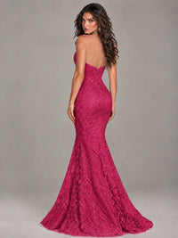 Strapless Corset Mermaid Prom Dress Lace Appliqué Formal Gown