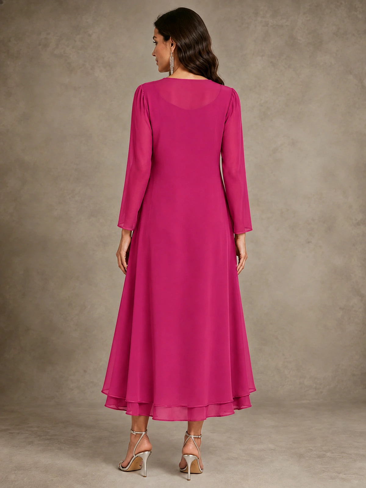 Sequin Chiffon Mother of the Bride Dress with Jacket