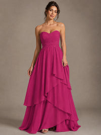 Strapless Ruffle A-Line Maxi Dress