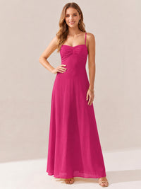 JOVELLEE Yellow Sweetheart Ruched Bust Chiffon Maxi Dress