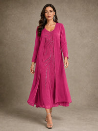 Sequin Chiffon Mother of the Bride Dress with Jacket