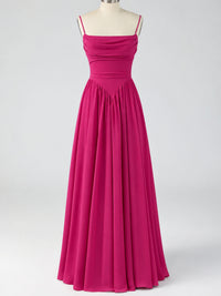 Spaghetti Strap Ruched Chiffon Maxi Dress with Backless