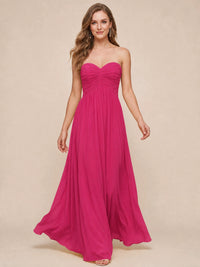 Strapless Pleated Chiffon A-Line Bridesmaid Dress