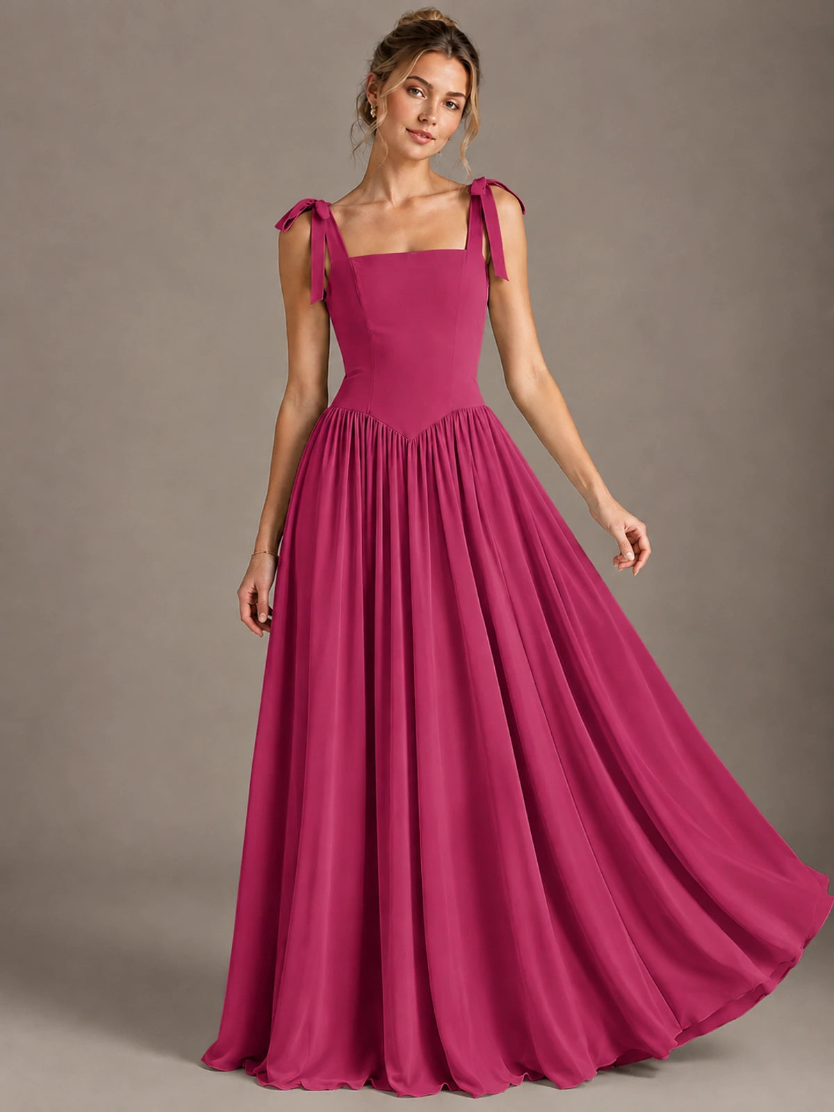 Square Neck A-Line Maxi Dress