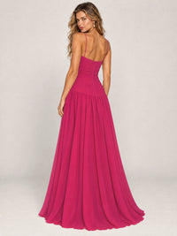 Butter Yellow Ruched Spaghetti Strap Drop-Waist Prom Dress
