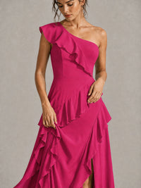 Sage Green One Shoulder Ruffle Bridesmaid Dress
